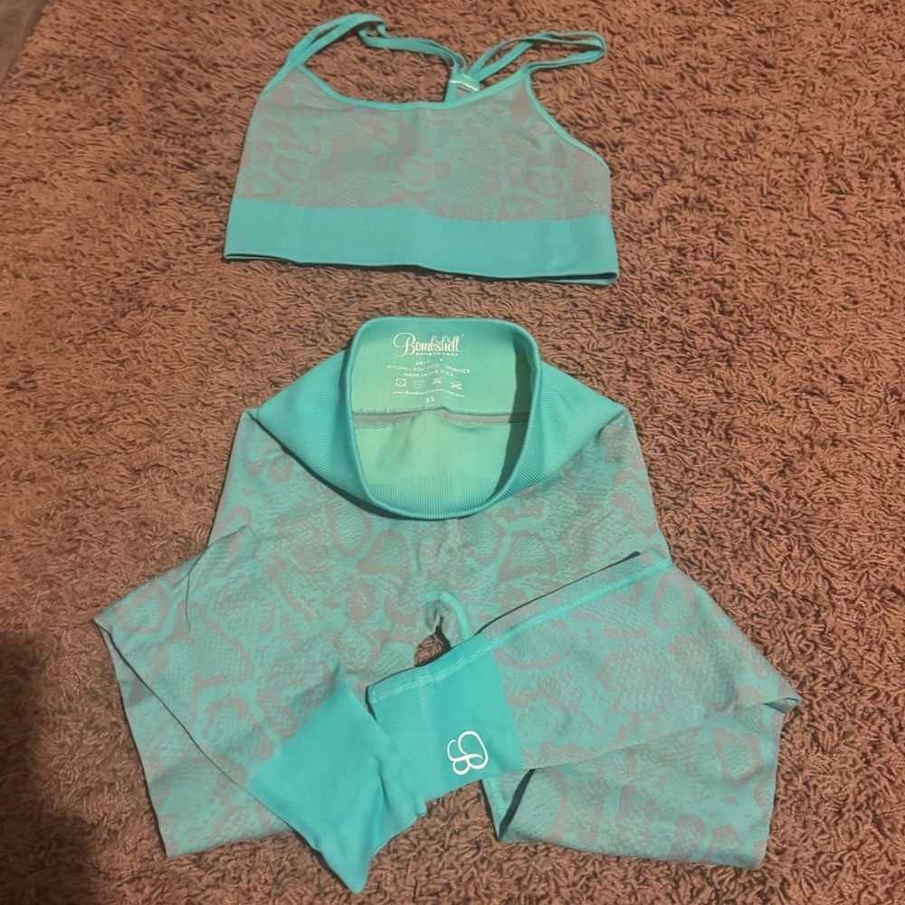 Bombshell Sportswear Aqua Strappy Sports Bra Athleisure Sporty